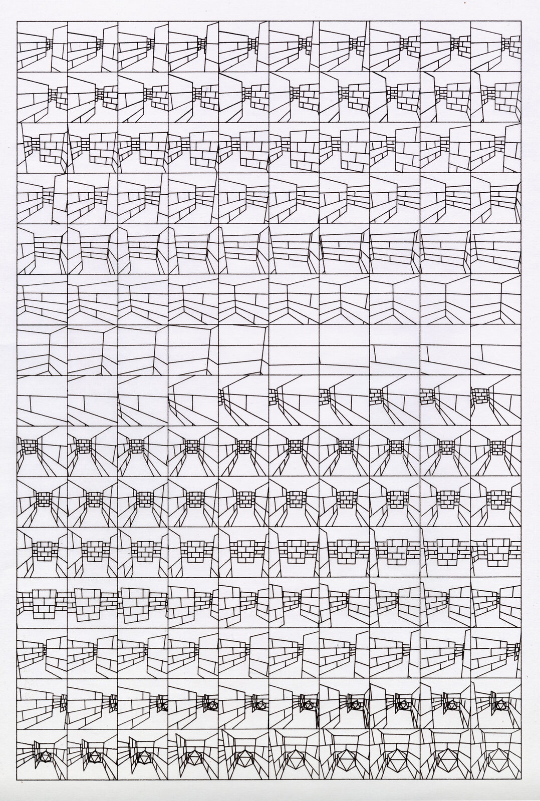 Daniel Savage maze pen plotter print, intricate black and white labyrinth pattern, generative design artwork