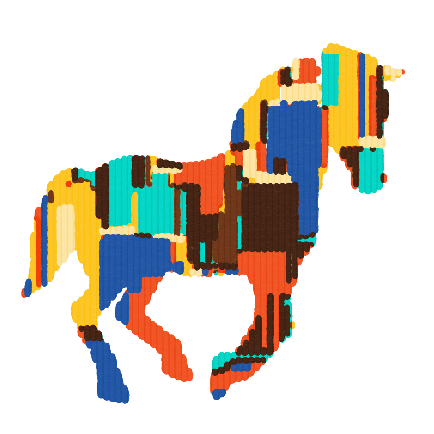 Daniel Savage illustration for Hermès, horse and city artwork with pen plotter technique